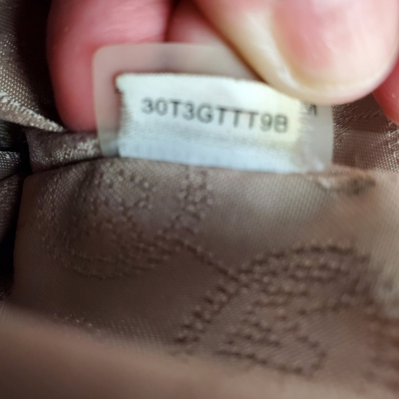 Michael Kors Jet Set Large Logo Leather Gathered Brown Vanilla Tote Purse 15" - Picture 14 of 15